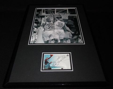 Jerry Stackhouse Signed Framed 11x17 Photo Display UDA UNC vs Tim Duncan