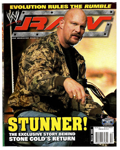 VINTAGE March 2005 WWE Raw Magazine Stone Cold Steve Austin