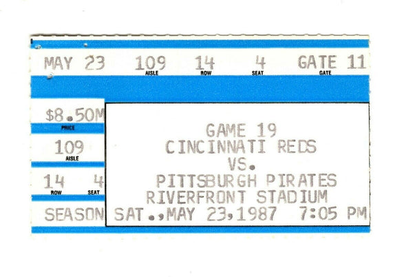 May 23 1987 Pittsburgh Pirates @ Cincinnati Reds Ticket Barry Bonds Larkin HR