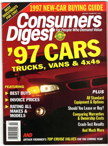 VINTAGE 1997 Consumers Digest New Car Buying Guide Magazine