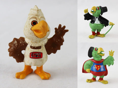 VINTAGE 1990s Giant Eagle & Pittsburgh Pirate Parrot Figure Lot of 3