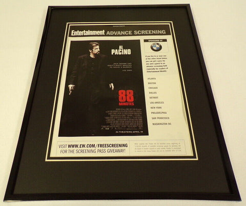 88 Minutes 2008 Advance Screening Framed 11x14 ORIGINAL Advertisement Al Pacino