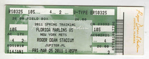 Mar 25 2011 NY Mets vs Florida Marlins Spring Training Ticket