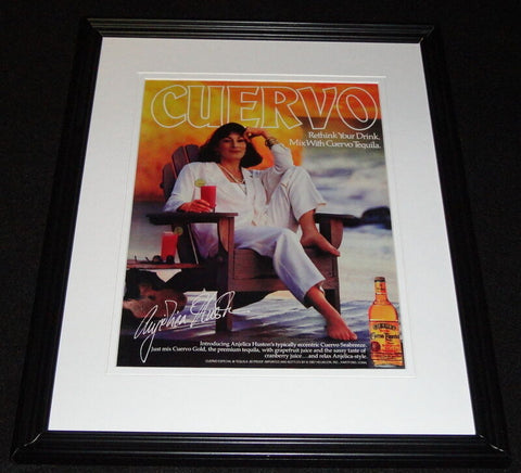 Anjelica Huston Facsimile Signed Framed '87 Cuervo Tequila Advertising Display