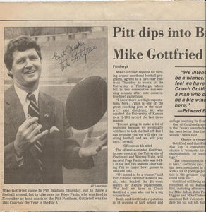 Mike Gottfried Signed 1985 Newspaper Photo Clipping Pitt Panthers