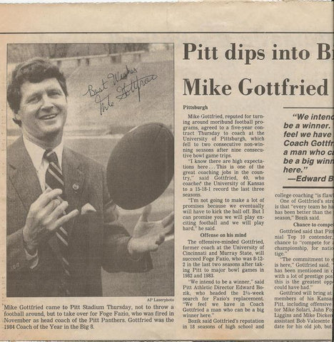 Mike Gottfried Signed 1985 Newspaper Photo Clipping Pitt Panthers