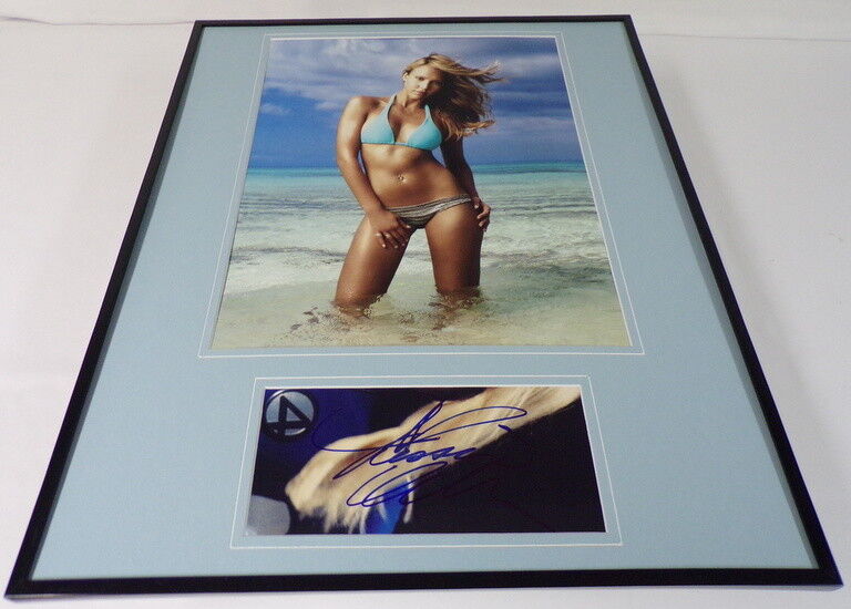 Jessica Alba Signed Framed 16x20 Into the Blue Bikini Photo Display JSA