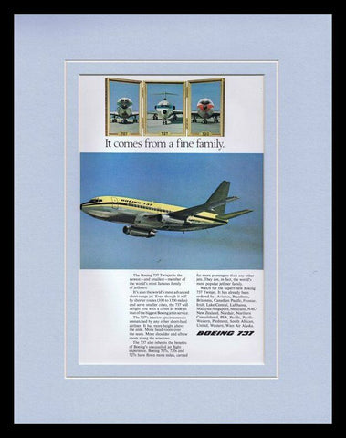 1967 Boeing 737 Twinjet Framed 11x14 ORIGINAL Vintage Advertisement 