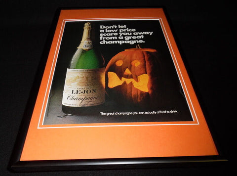 1970 Lejon Champagne Halloween Framed 12x18 ORIGINAL Vintage Advertisement