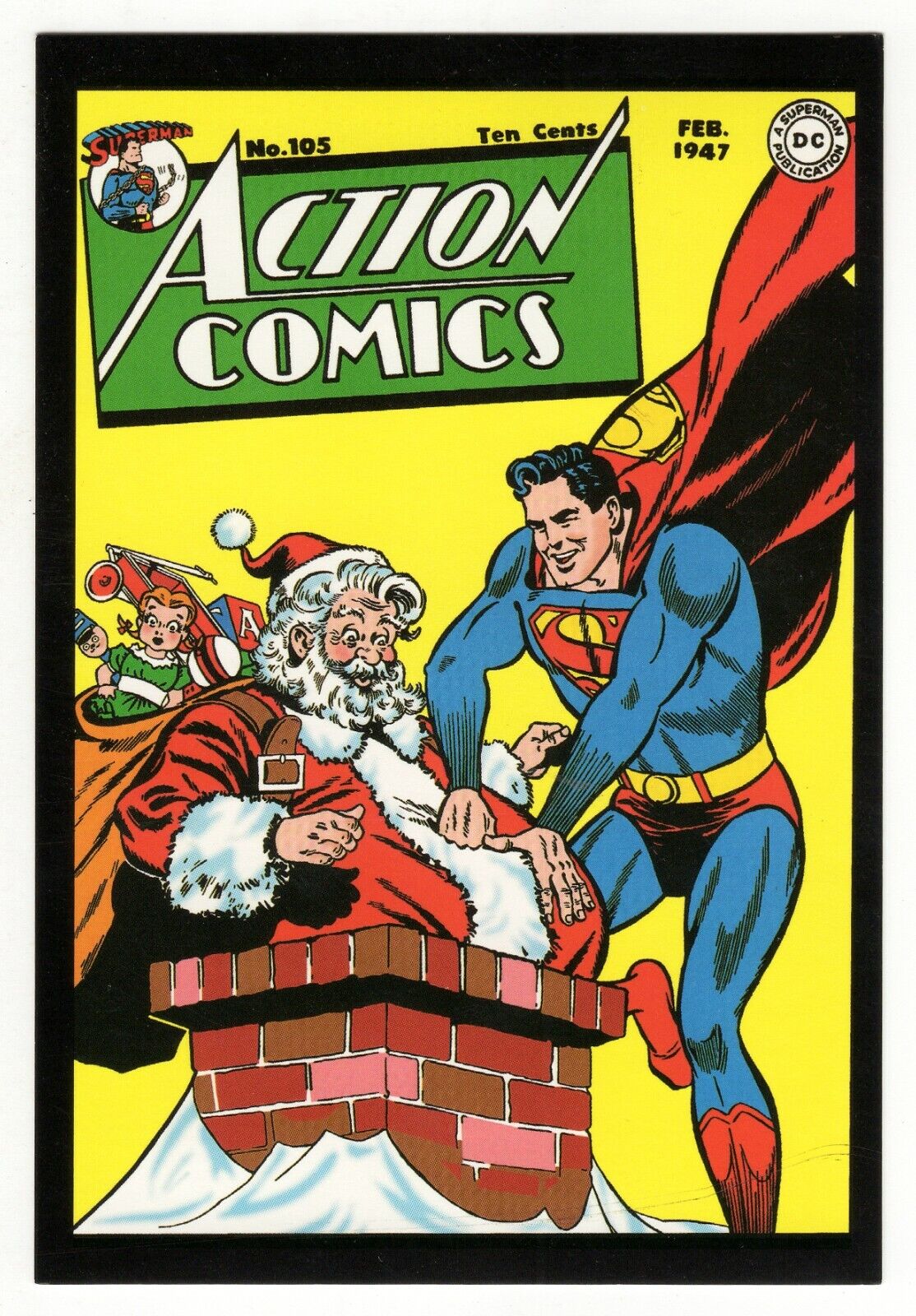 Action Comics #105 4x5" Cover Postcard 2010 DC Comics Superman Santa Claus