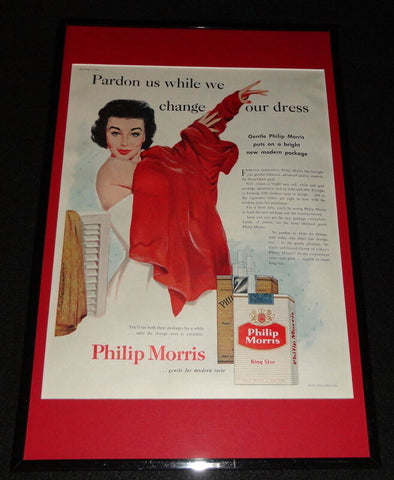 1955 Philip Morris Cigarettes Framed ORIGINAL 11x17 Advertising Display 