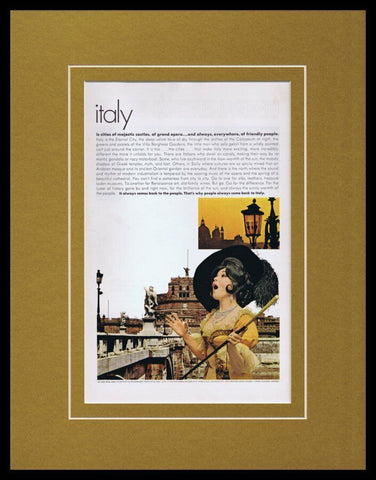 1965 Italy Tourism 11x14 Framed ORIGINAL Vintage Advertisement