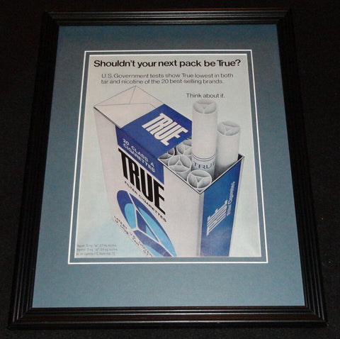 1973 True Cigarettes Framed 11x14 ORIGINAL Vintage Advertisement