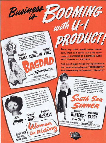 1950 Universal Intl / Bagdad ORIGINAL Vintage 9x12 Industry Ad Maureen O'Hara