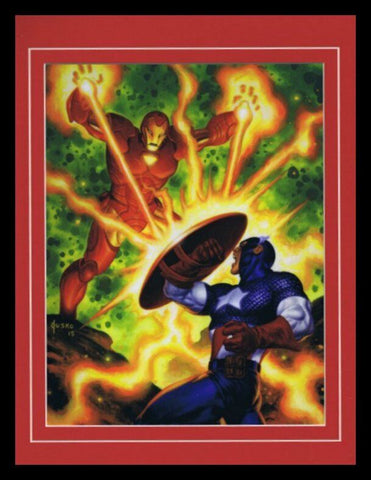 Iron Man vs Captain America Framed 11x14 Marvel Masterpieces Poster Display 