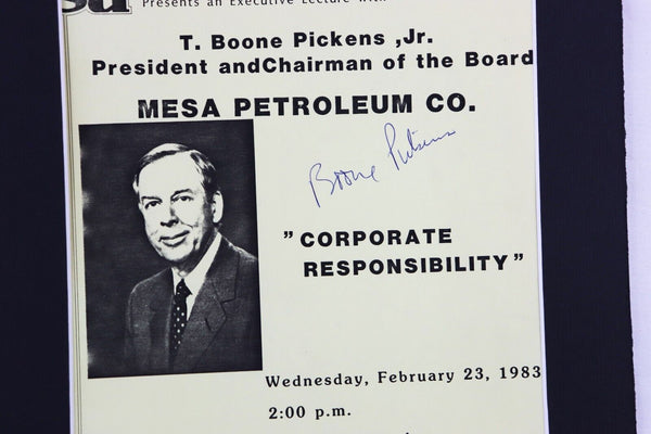 T Boone Pickens Signed Framed 16x20 Photo Display Oklahoma State