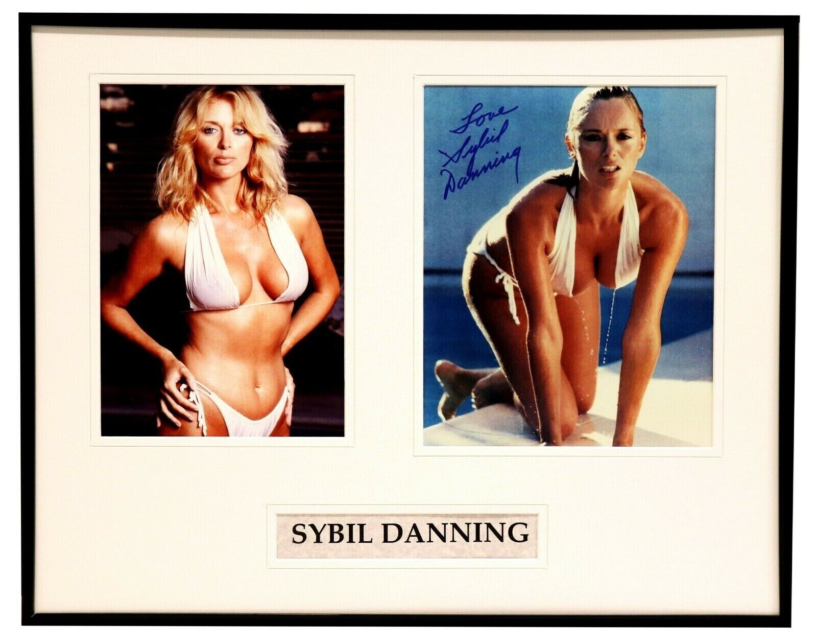 Sybil Danning Signed Framed 16x20 Bikini Photo Set AW 