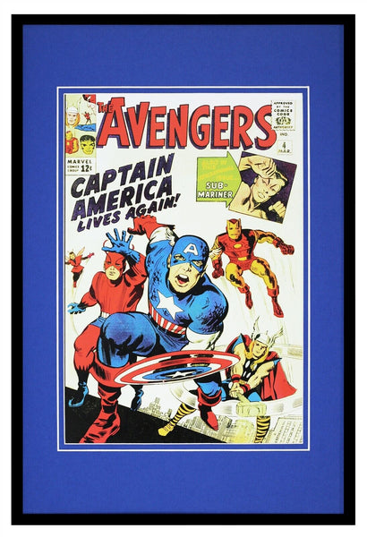 Avengers #4 Captain America Framed 12x18 Official Repro Cover Display