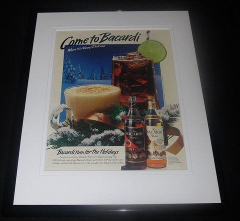 1987 Bacardi Rum / Holidays Framed 11x14 ORIGINAL Advertisement 