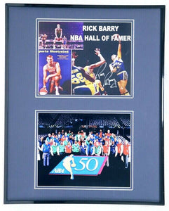 Rick Barry Signed Framed 16x20 NBA 50 Greatest Photo Display Warriors