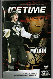 Mar 20 2012 Winnipeg @ Pittsburgh Penguins Program James Neal Hat Trick