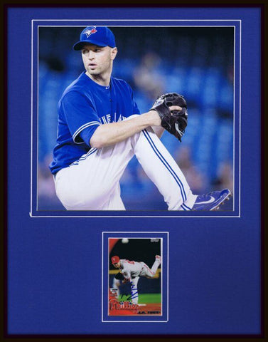 JA Happ Signed Framed 11x14 Photo Display Blue Jays