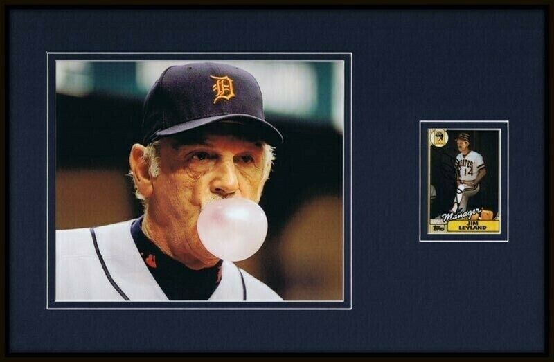 Jim Leyland Signed Framed 11x17 Photo Display Tigers