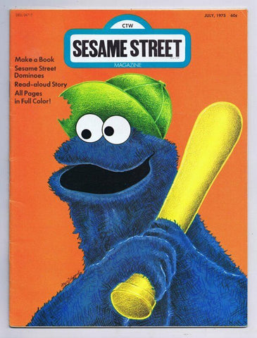 ORIGINAL Vintage July 1975 Sesame Street Magazine Cookie Monster Baseball