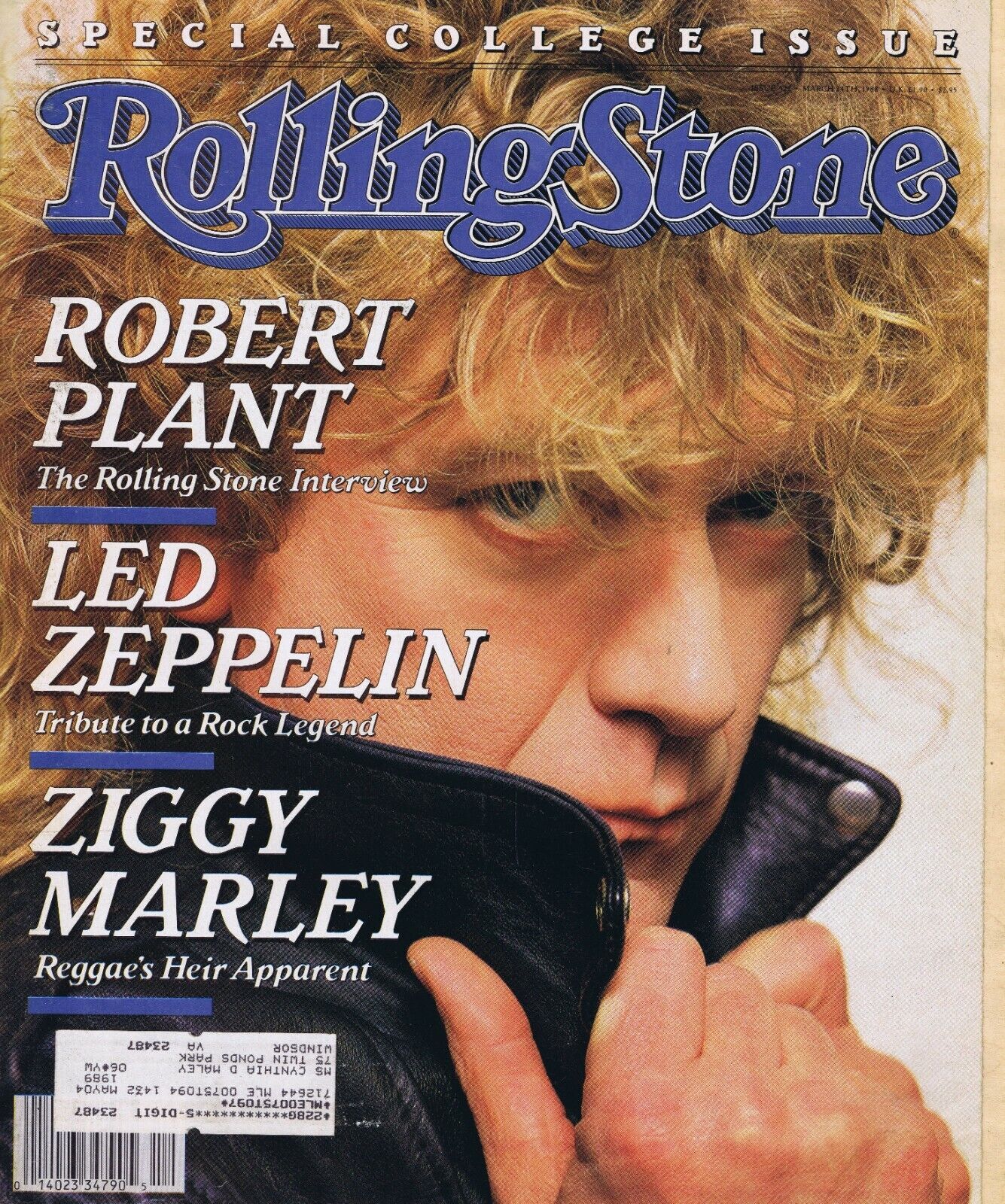 VINTAGE Mar 24 1988 Rolling Stone Magazine #522 Robert Plant Led Zeppelin