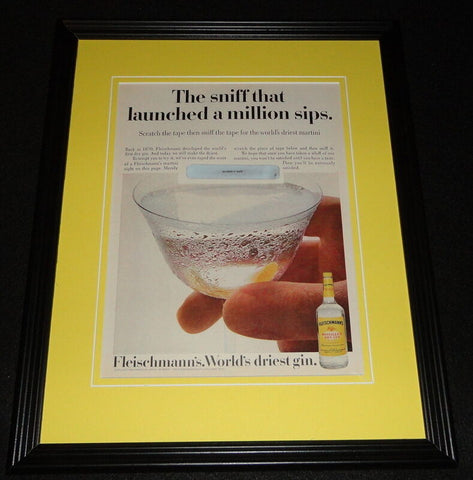 1972 Fleischmann's Gin Framed 11x14 ORIGINAL Vintage Advertisement