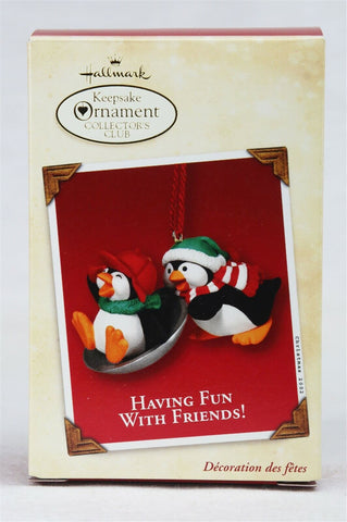 VINTAGE 2002 Hallmark Having Fun With Friends Penguins Christmas Ornament