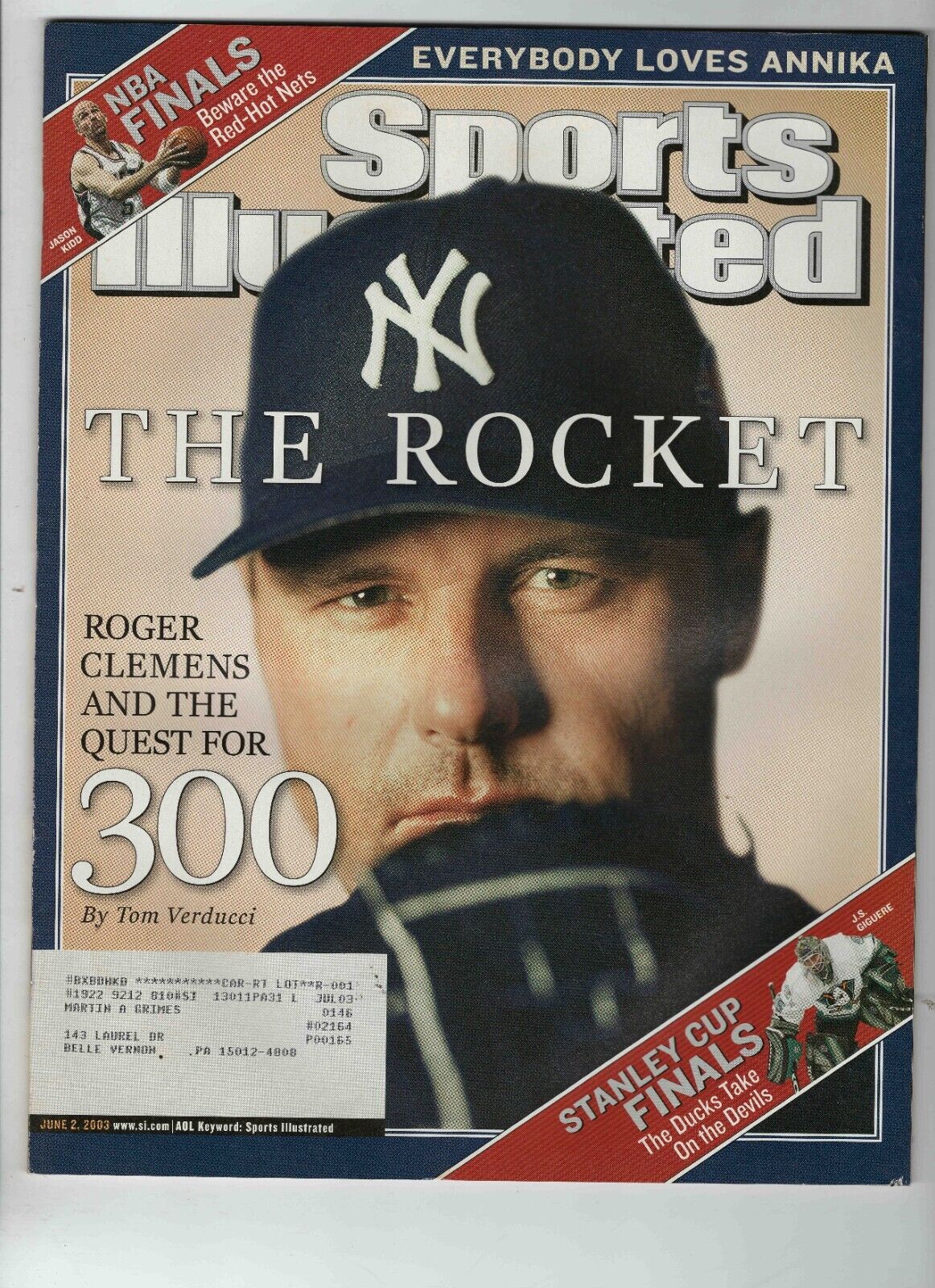 June 2 2003 Sports Illustrated Magazine Roger Clemens Yankees