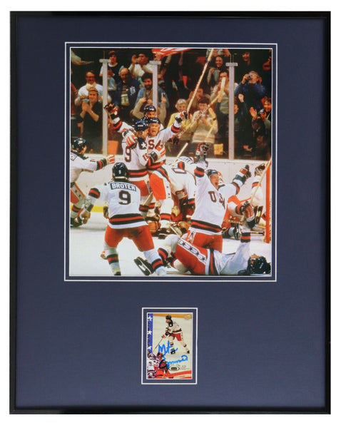 Mike Eruzione Signed Framed 16x20 Photo Set 1980 Miracle on Ice Team USA