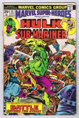 Marvel Super Heroes #51 ORIGINAL Vintage 1975 Hulk Sub Mariner