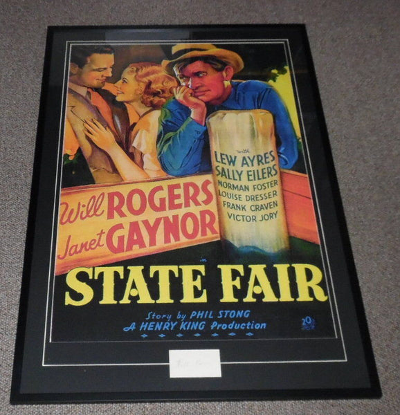 Will Rogers Sr Signed Framed 33x48 State Fair Poster Display