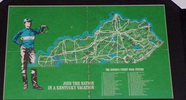 KFC Colonel Harland Sanders Signed Framed Kentucky Map & Photo Display 1968