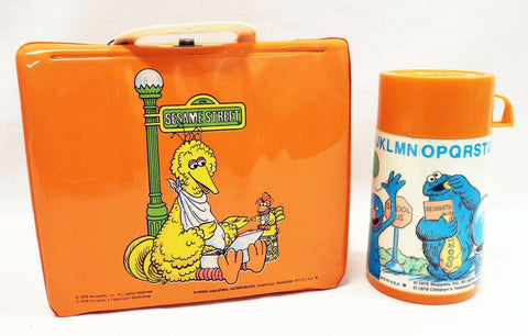 ORIGINAL Vintage 1979 Aladdin Sesame Street Plastic Lunch Box + Thermos RARE