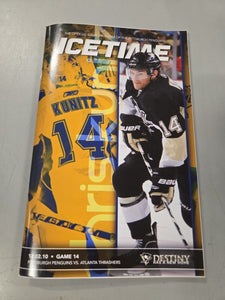 Dec 2 2010 Thrashers @ Penguins Program Chris Kunitz Sidney Crosby Hat Trick