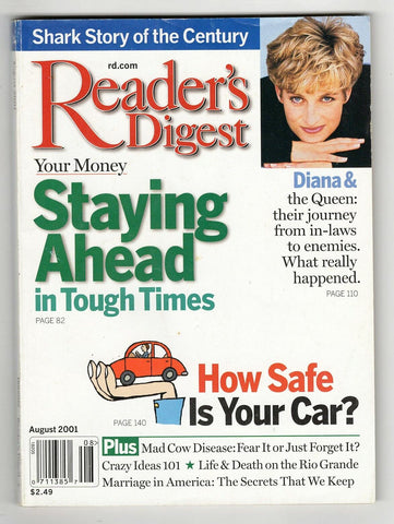 ORIGINAL Vintage Aug 2001 Reader's Digest Magazine Princess Diana of Wales