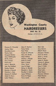 VINTAGE 1958 Washington County (PA) Hairdressers NHCA Newspaper Advertisement