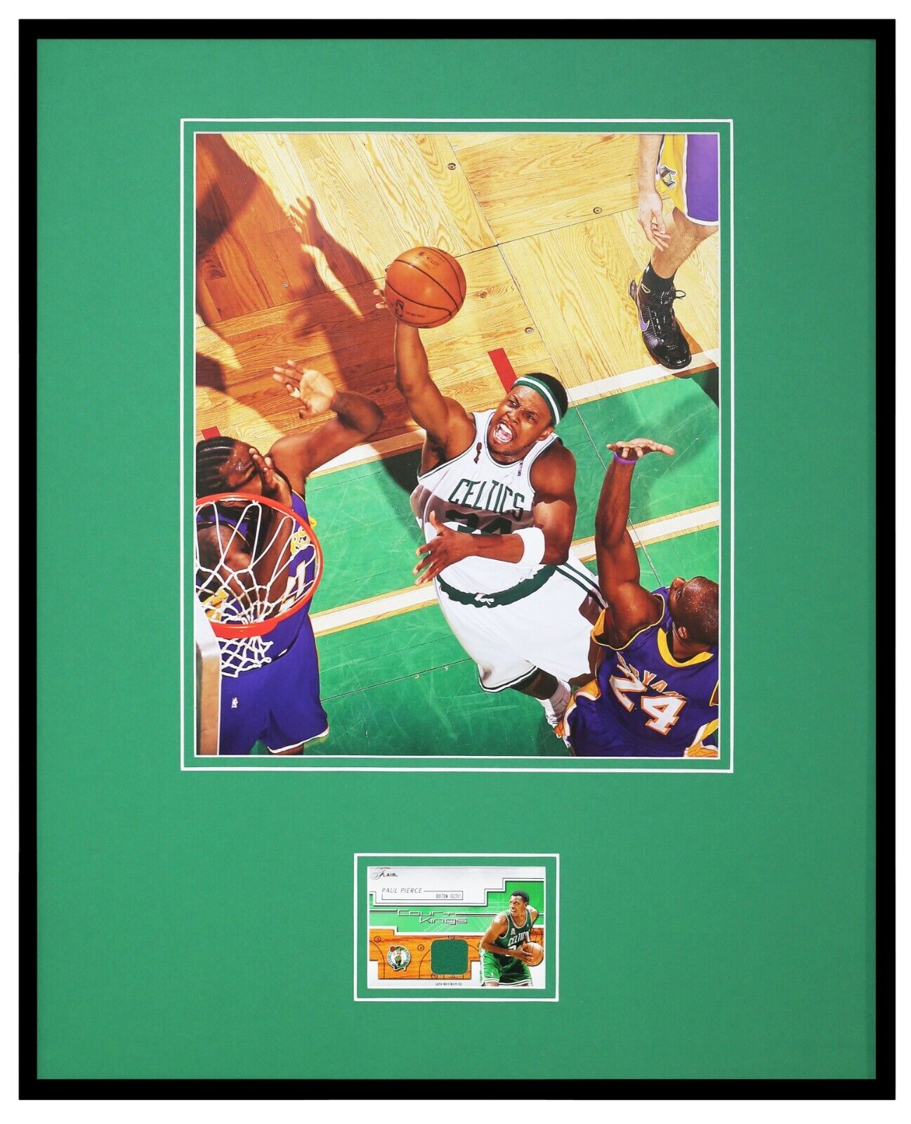 Paul Pierce 16x20 Framed Game Used Jersey & Photo Display Celtics