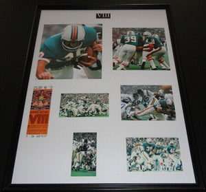 Super Bowl VIII Framed 18x24 Repro Ticket & Photo Collage Dolphins vs Vikings