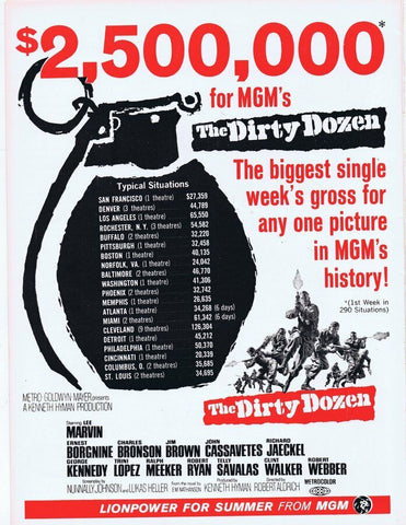 Dirty Dozen 1967 ORIGINAL Vintage 9x12 Industry Ad Lee Marvin Charles Bronson