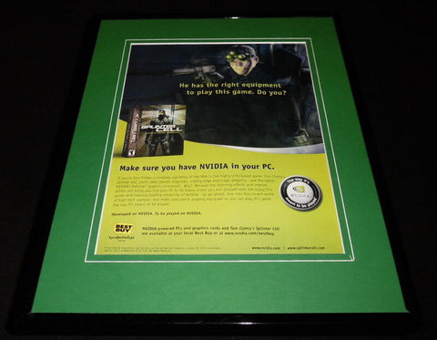 Tom Clancy Splinter Cell 2002 Framed 11x14 ORIGINAL Vintage Advertisement