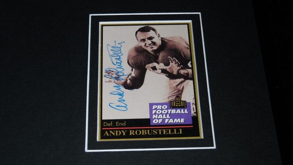 Andy Robustelli Signed Framed 11x17 Photo Display Giants