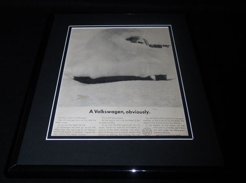 1961 VW Volkswagen in Snow 11x14 Framed ORIGINAL Vintage Advertisement