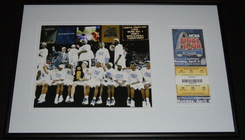 2005 North Carolina Framed 12x18 National Champions Team Photo & RP Ticket Set