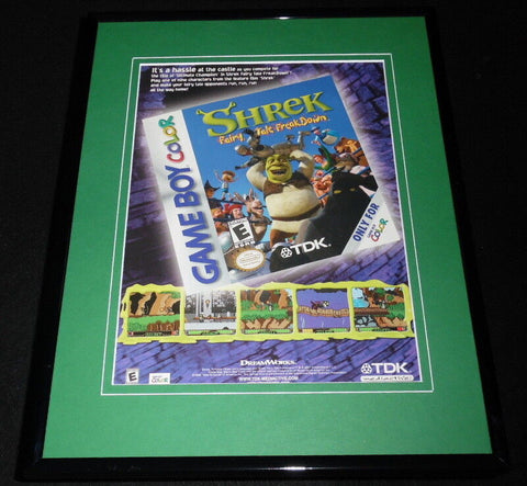 Shrek Fairy Tale Freakdown 2001 Game Boy Framed 11x14 ORIGINAL Advertisement