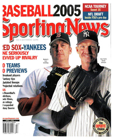 VINTAGE Apr 1 2005 Sporting News Magazine Randy Johnson Curt Schilling