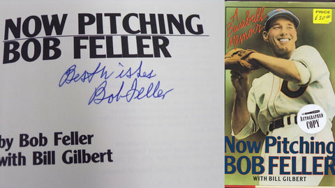 Bob Feller Signed Vintage 1990 Now Pitching Hardcover Book Indians